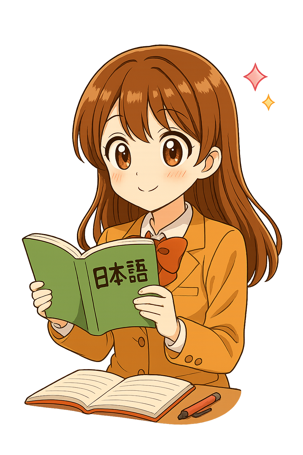 JLPT study girl illustration