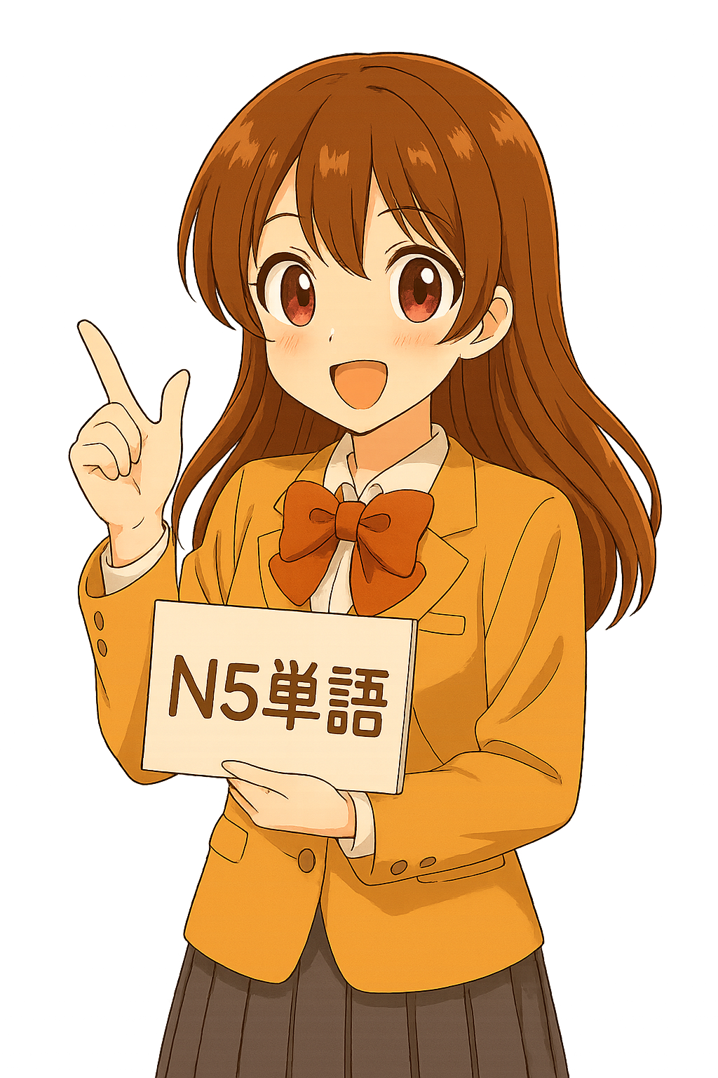JLPT N5 word cards girl illustration